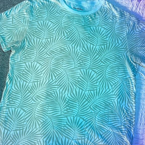 Summer shirts Green palm tree leaves printed patter T-shirt - Picture 3 of 3